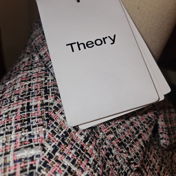 Theory Multicolor Tweed Blazer In A Black And Pink Color - Picture 2 of 6